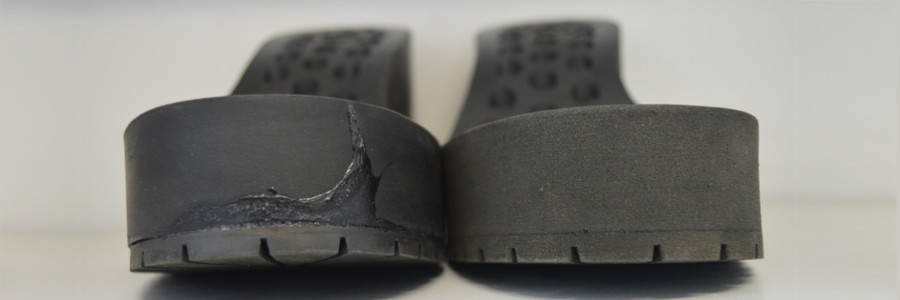 Shoe soles processed on the CO-162 CNC contouring machine