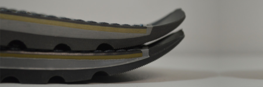 Welted soles processed on the CO-162 contouring machine