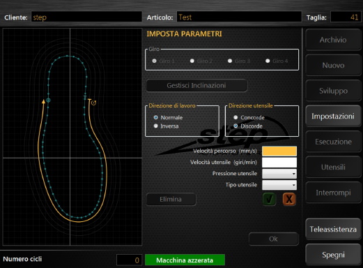Touchscreen HMI of the CO-162 CNC contouring machine